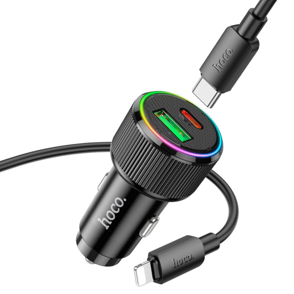 Hoco NZ14A 38W Dual Port Car Charger | USB-C PD + QC3.0 Fast Charging Adapter for iPhone & Android
