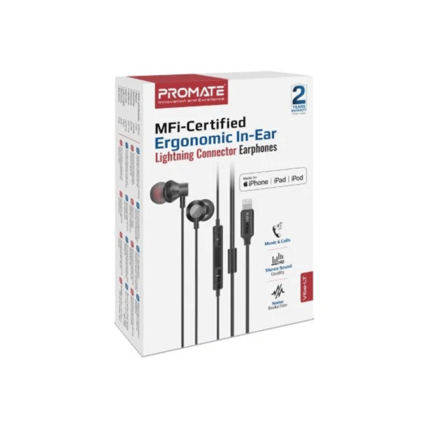 promate-iphoneearphones-VIBE-LT-1 Promate VIBE-LT Ergonomic In-Ear Earphones with Lightning Connector for iPhone & iPad ? Black