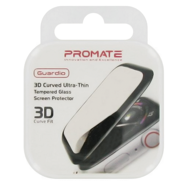 Promate 44mm 3D Tempered Glass Screen Protector for Apple Watch Series 4/5/6/SE/7/8/9 | GUARDIO-44