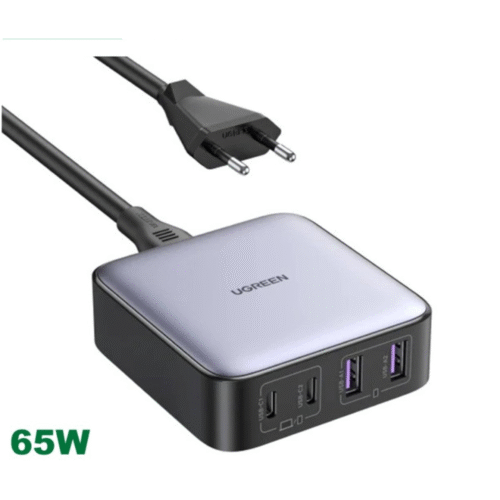 UGREEN 65W GaN Charger with 4 Ports (2 USB-C + 2 USB-A), Fast Charging Adapter for Phones, Tablets, iPads, Laptops & MacBooks | Model 90747