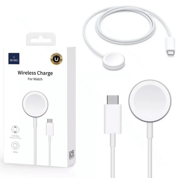 WIWU M9 Wireless Charger for Apple Watch ? Fast Magnetic USB-C Charging Cable ? White