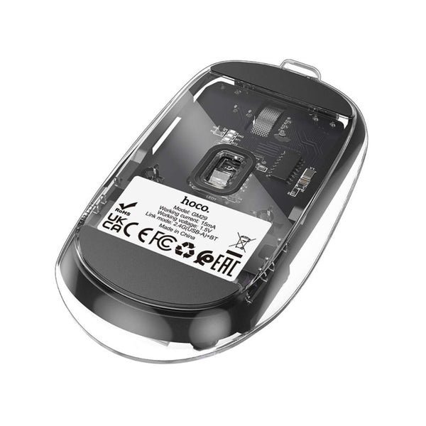 Hoco Crystals Dual Mode Wireless Mouse GM29 Transparent & Black