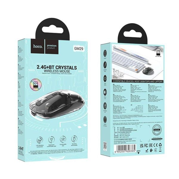 Hoco Crystals Dual Mode Wireless Mouse GM29 Transparent & Black