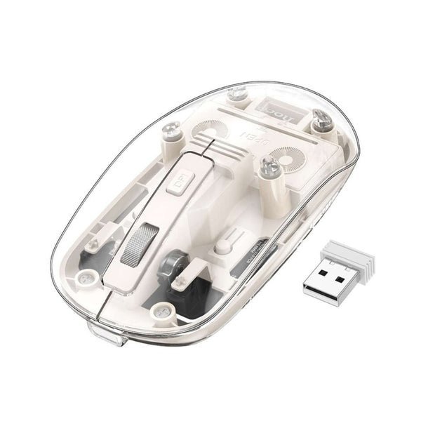 Hoco Crystals Dual Mode Wireless Mouse GM29 Transparent & White