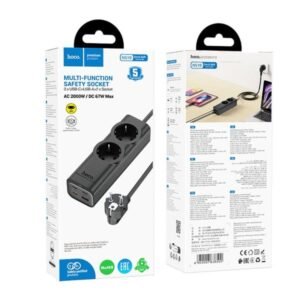 2025/11/1000338956.jpg Hoco MultiFunction Power Socket 2000W NS10 Black