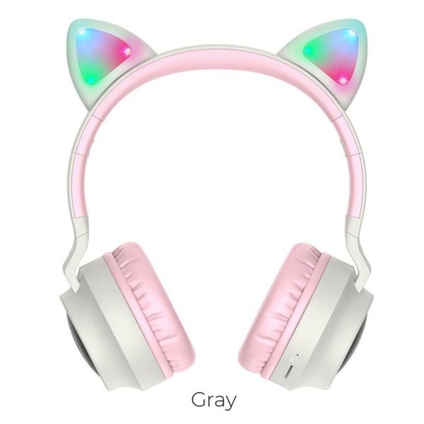 2025/11/1000339685.jpg Hoco Wireless Cat Ear Headphones W27 Gray & Pink