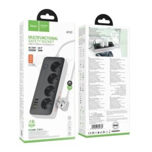 Hoco Power Strip PD30W 1C3A AC22 White & Black