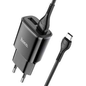 Hoco C88a Dual Port Wall Charger with Cable (USB-C) Black