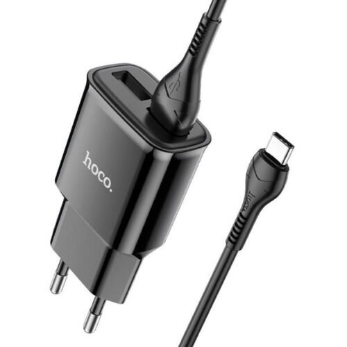 Hoco C88a Dual Port Wall Charger with Cable (USB-C) Black