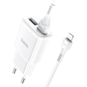 2025/12/1000342572.jpg Hoco C88a Dual Port Wall Charger with Cable (Lightning) White