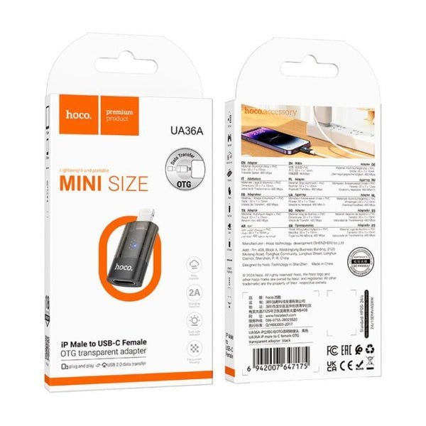 Hoco OTG Adapter Lightning to USB-C UA36A Black
