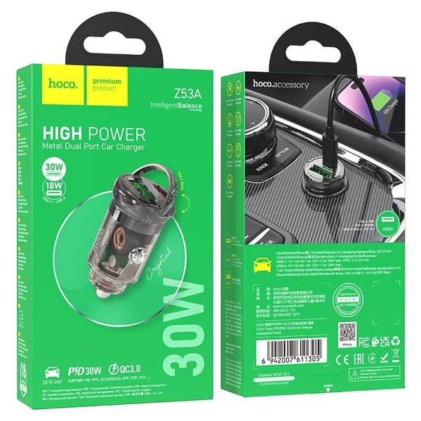 2025/12/1000344286.jpg Hoco Dual Port Car Charger 30W Z53A Black