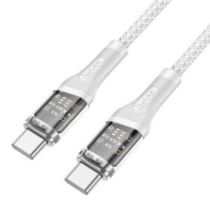 Hoco 60W Transparent Braided USB-C Cable U111 Transparent & White