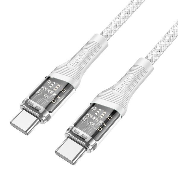 Hoco 60W Transparent Braided USB-C Cable U111 Transparent & White