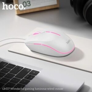 Hoco Wired Gaming Mouse 2400DPI GM37 White & Pink