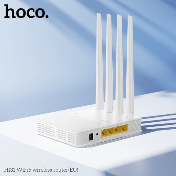 Hoco Wireless Router Wifi5 4 Antennas 2.4GHz HI31 White