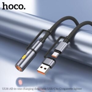 2025/12/1000345282.jpg Hoco All in One Charging Cable USB-C with Cigarette Lighter U138 Black & Silver