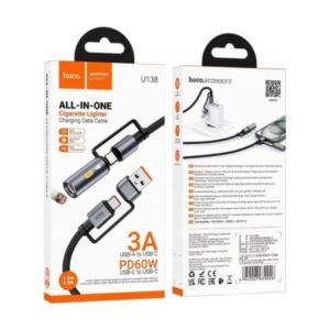 2025/12/1000345283.jpg Hoco All in One Charging Cable USB-C with Cigarette Lighter U138 Black & Silver