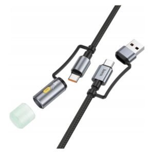 Hoco All in One Charging Cable USB-C with Led Light U138 Black