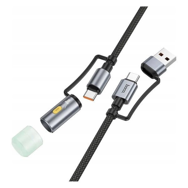 Hoco All in One Charging Cable USB-C with Led Light U138 Black