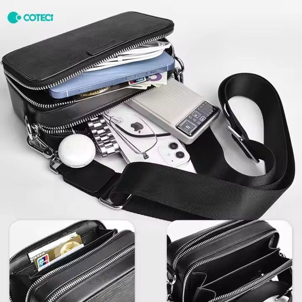 2025/12/1000347081.jpg Coteci Luxury Genuine Leather Square Satchel Bag Black