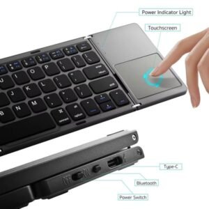 Coteci 63 Key Tri-fold Touchpad Keyboard Gray
