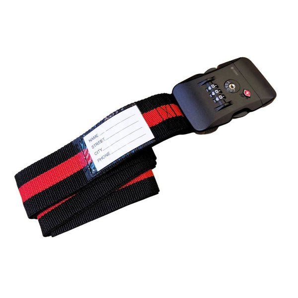 Coteci Customs Lock Buckle Luggage Strap Tag Set Black & Red