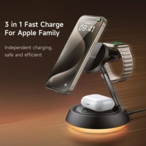 2025/12/1000352038.jpg Mcdodo 3-in-1 15W Night Light Magnetic Wireless Charger Black