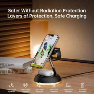 2025/12/1000352041.jpg Mcdodo 3-in-1 15W Night Light Magnetic Wireless Charger Black