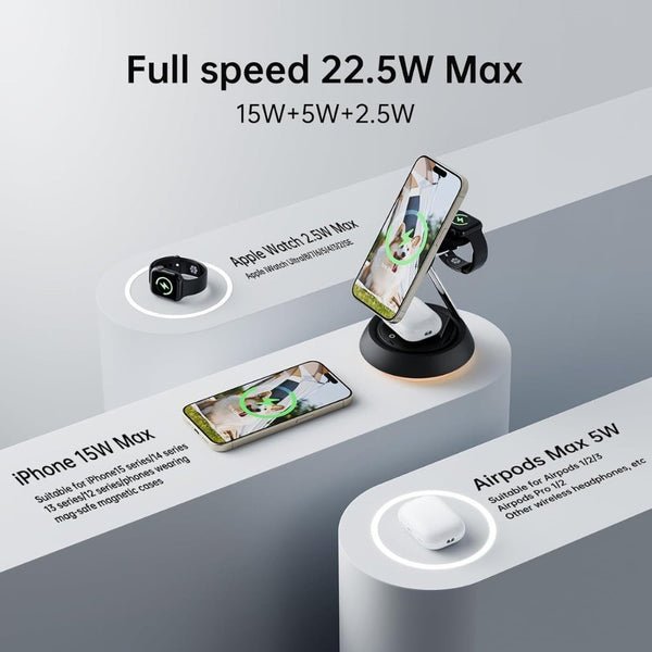 2025/12/1000352042.jpg Mcdodo 3-in-1 15W Night Light Magnetic Wireless Charger Black