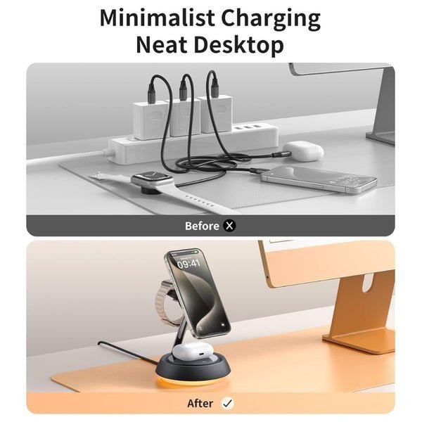 2025/12/1000352044.jpg Mcdodo 3-in-1 15W Night Light Magnetic Wireless Charger Black