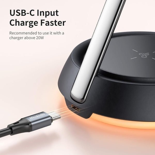 2025/12/1000352045.jpg Mcdodo 3-in-1 15W Night Light Magnetic Wireless Charger Black