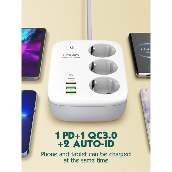 2025/12/1000354315.jpg Ldnio Wifi Smart Power Strip SEW3452 White