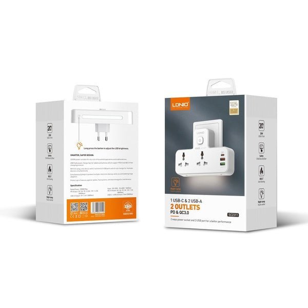 Ldnio 2 AC Outlets Portable Extension Power Socket SC2311