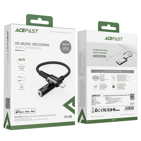 AceFast Lightning to 3.5mm Adapter Cable C1-05 Black