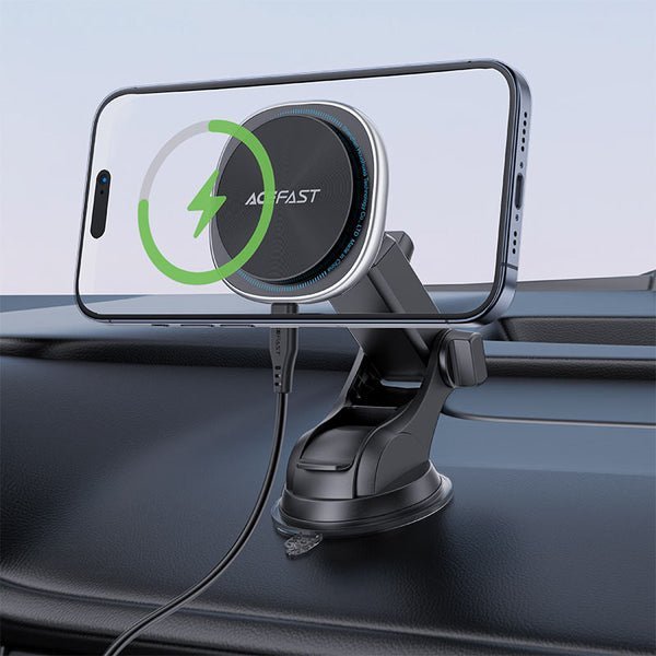 AceFast AirCharge Magnetic Wireless Charger Car Holder D42 Black