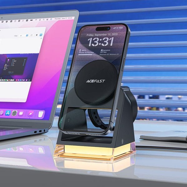 AceFast AirCharge 3 in 1 Wireless Charger Desktop Holder E17 Black