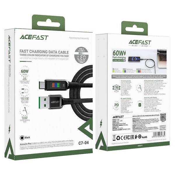 AceFast USB-A to USB-C 60W Indicator Cable C7-04