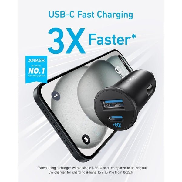 Anker 30W Ultra Compact Dual Port Car Charger Black