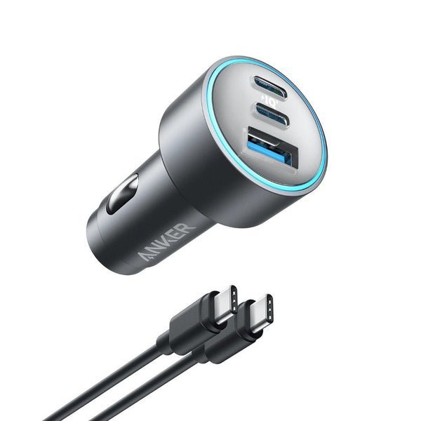 Anker 67W Triple Port Car Charger with USB-C Cable Black