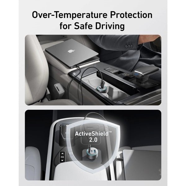 Anker 67W Triple Port Car Charger with USB-C Cable Black