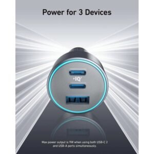 Anker 67W Triple Port Car Charger with USB-C Cable Black