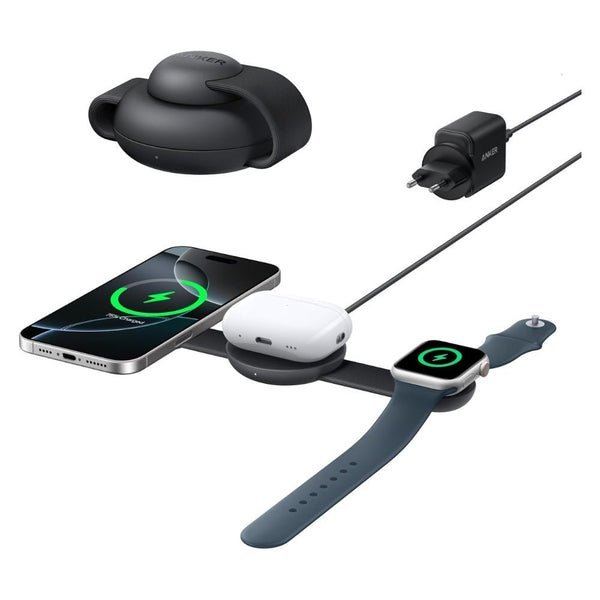 Anker MagGo Wireless Charging Station 3 in 1 Foldable Pad Black