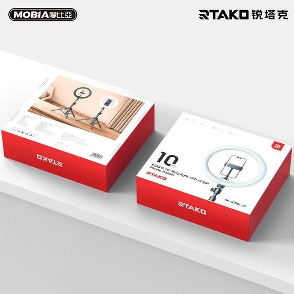 Rtako 10-inch Ring Light with Phone Holder AR-GTB06-10