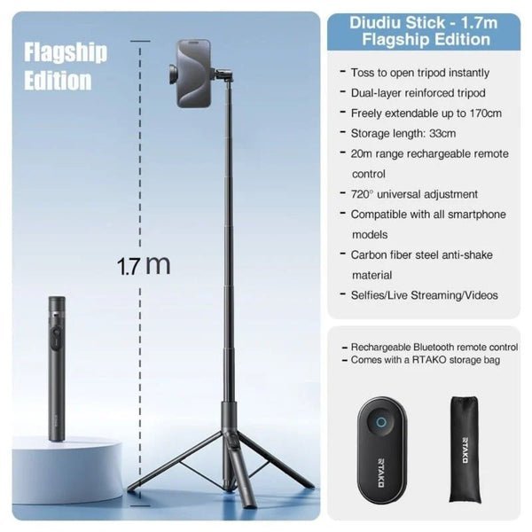 Rtako Integrated Selfie Stick RZP001-AB226 Black