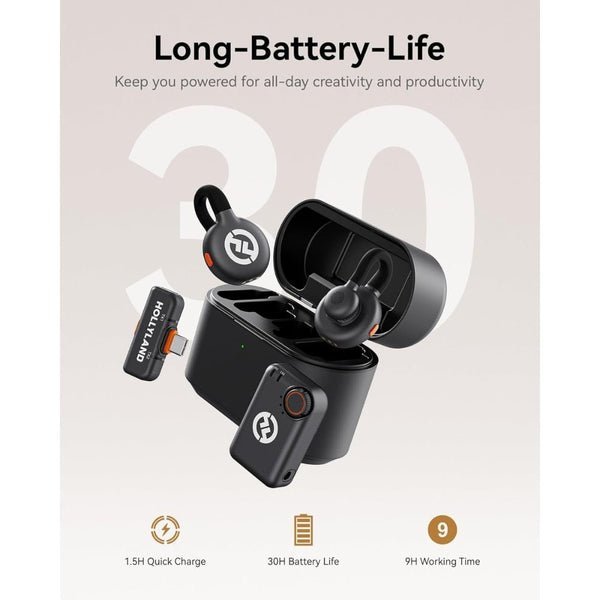 Hollyland Lark M2S Combo - Wireless Lavalier Microphone Black