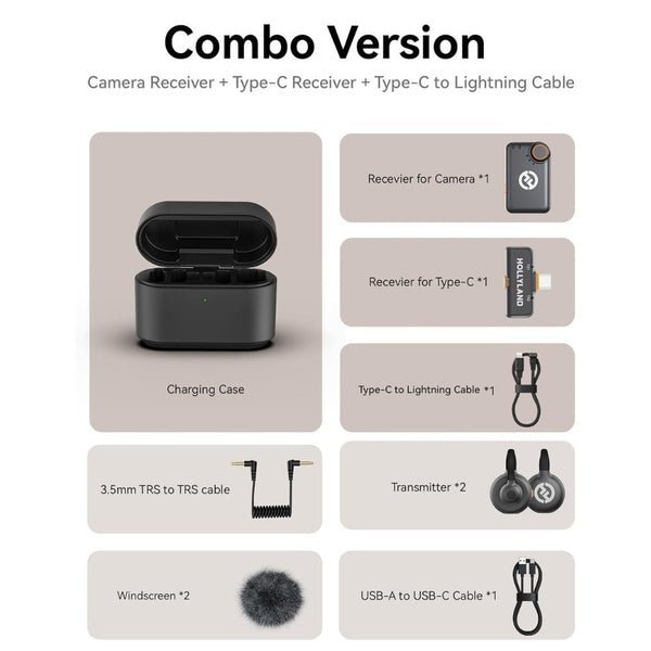 Hollyland Lark M2S Combo - Wireless Lavalier Microphone Black