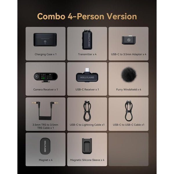 2025/12/1000361095.jpg Hollyland Wireless Microphone LARK MAX 2 Combo 4 Person Version Black