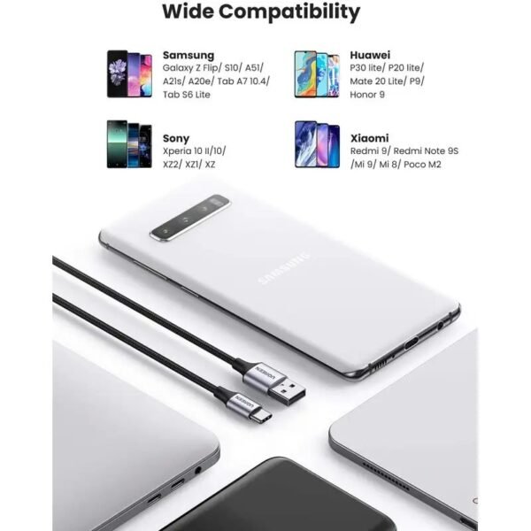 2025/12/1000363903-2.jpg UGREEN USB-A to USB-C Braided Cable & Aluminum Body, Fast Charge,3M Black