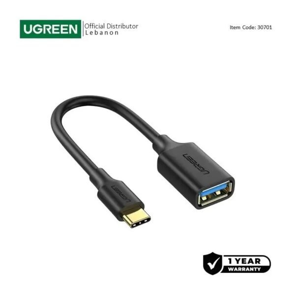 2025/12/1000363939.jpg UGREEN OTG Cable Adapter From USB-C 3.1 Male to USB-A 3.0 Female - US154 30701 Black